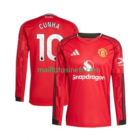 Maillot de Foot Manchester United Matheus Cunha 10 Domicile 2025-26 Manches Longues